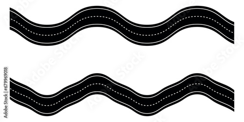 Road or highway winding isolated top view of asphalt road straight and winding.