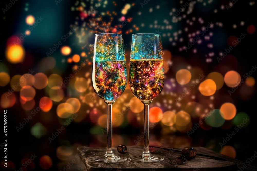 close-up of Colorful wine glass on bokeh background. close-up of Colorful wine glass on bokeh background.