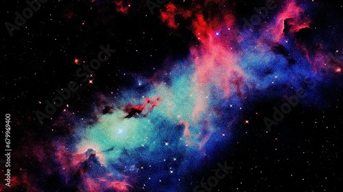Fototapeta Naklejka Na Ścianę i Meble -  abstract nebula outer space background with grain and noise texture for header poster banner backdrop
