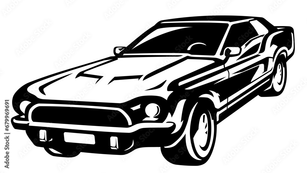 American Classic Muscle Car Custom Illustration