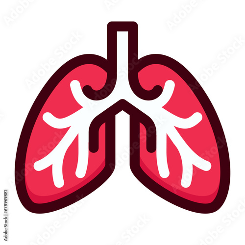Lungs flat vector logo icon illustration
