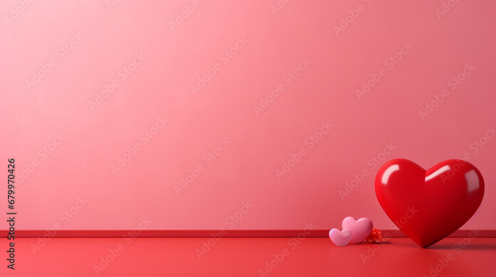Red and pink hearts on a red background. Symbol of love. Valentine’s day, anniversary day, mother’s day, father’s day