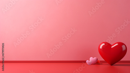 Red and pink hearts on a red background. Symbol of love. Valentine’s day, anniversary day, mother’s day, father’s day photo
