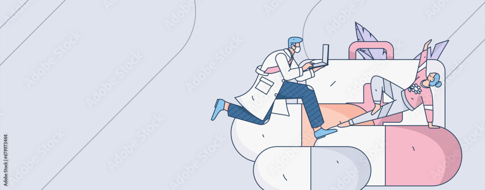 Medical characters fighting the epidemic flat vector concept operation hand drawn illustration
Medical characters fighting the epidemic flat vector concept operation hand drawn illustration