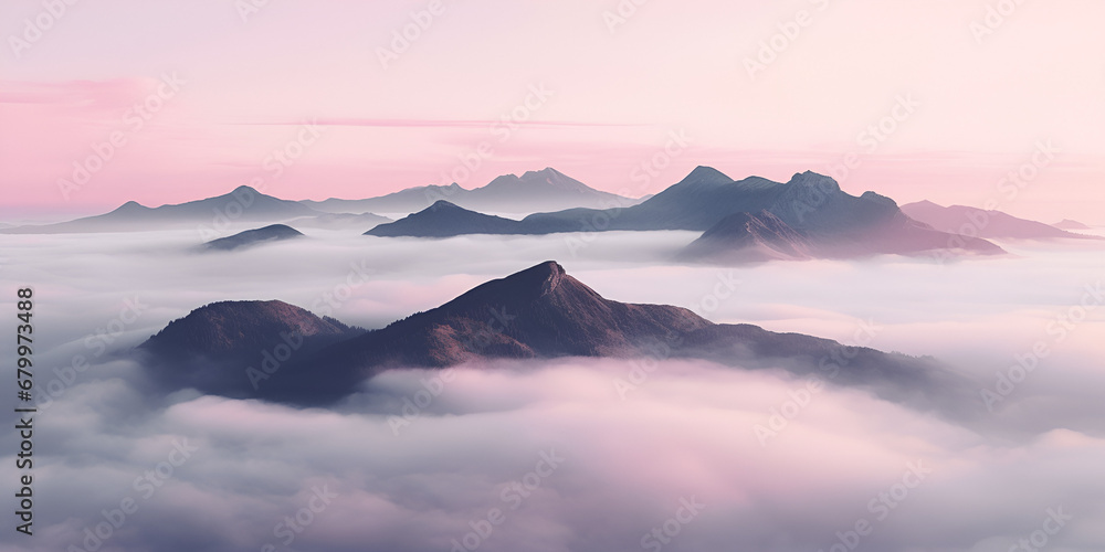 Scenic Mountain Range in Pink Sunset,,
Dusk Serenity  Pink Sky Mountain View Generative Ai


