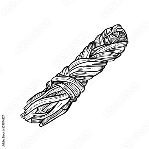 Smoked suluguni braid on white background