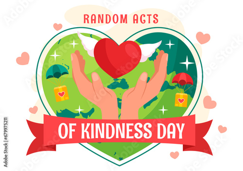 Random Acts of Kindness Vector Illustration on February 17th Various Small Actions to Give Happiness with Love in Flat Cartoon Background Design