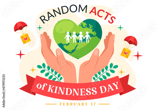 Random Acts of Kindness Vector Illustration on February 17th Various Small Actions to Give Happiness with Love in Flat Cartoon Background Design