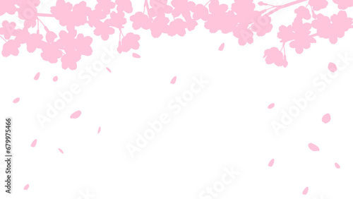 Wallpaper Mural 桜と花吹雪のシルエットの背景イラスト Torontodigital.ca