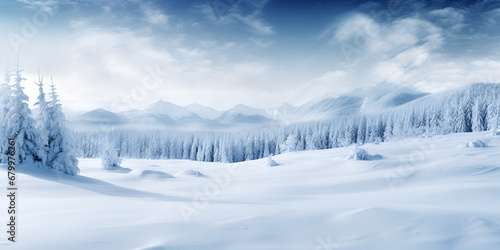 Sunny Snowscape  Majestic Mountain View,, Glistening Snowy Landscape Under Sunlight Generative Ai  © MalikNabeel