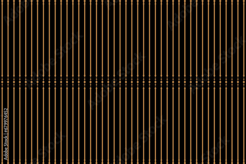 Ornate of vintage symbol of floral pattern. Design classic stripes of vertical gold on black backgground. Design print for trellis, railling, architecture, interior, fence, textile, wallpaper. Set 23