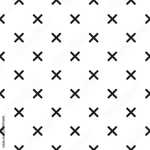 Black cross mark pattern wallpaper. Repeatable x mark tessellation, simple retro backdrop texture vector illustration isolated on white background © aiconslab