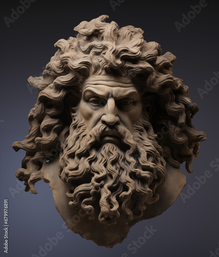Man with long hair marble statue