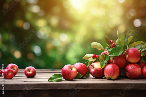 Apple Orchard Serenity Red and Green Apples with Copy Space