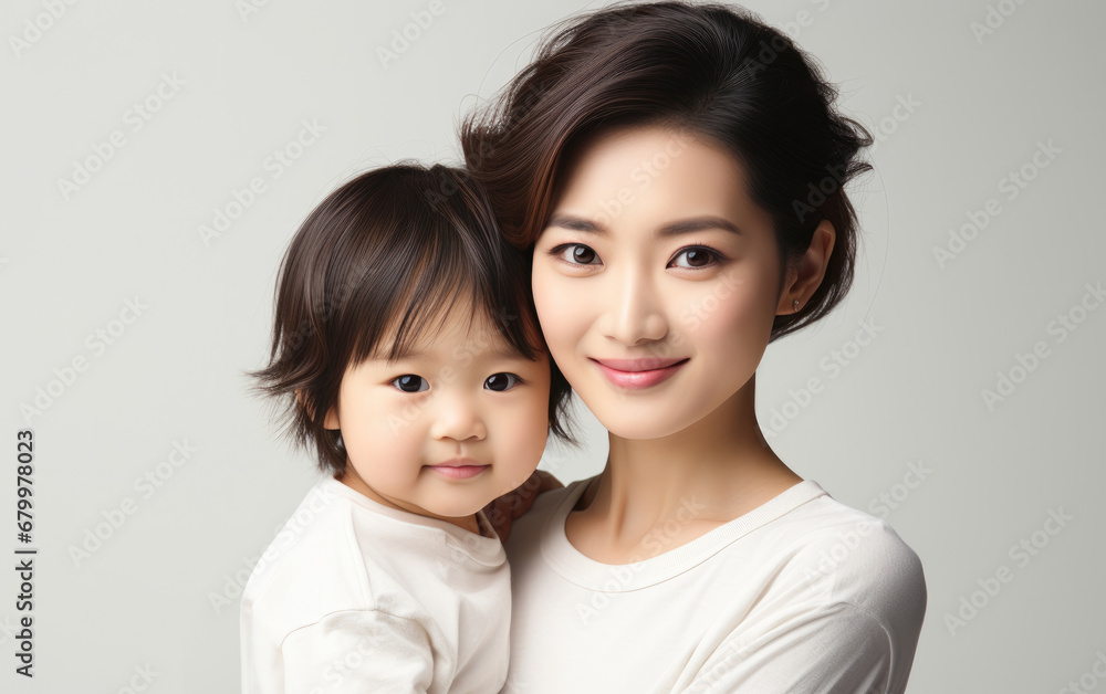 Fashion mother holding her kid in bright background, love concept Fashion mother holding her kid in bright background, love concept