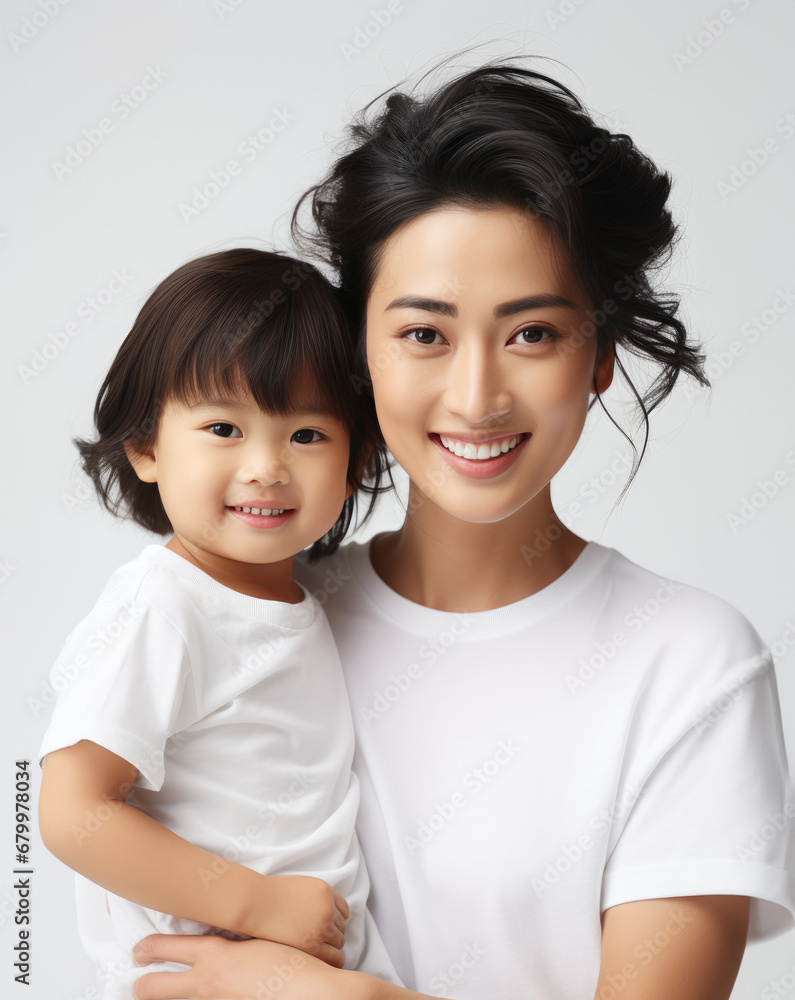 Fashion mother holding her kid in bright background, love concept Fashion mother holding her kid in bright background, love concept