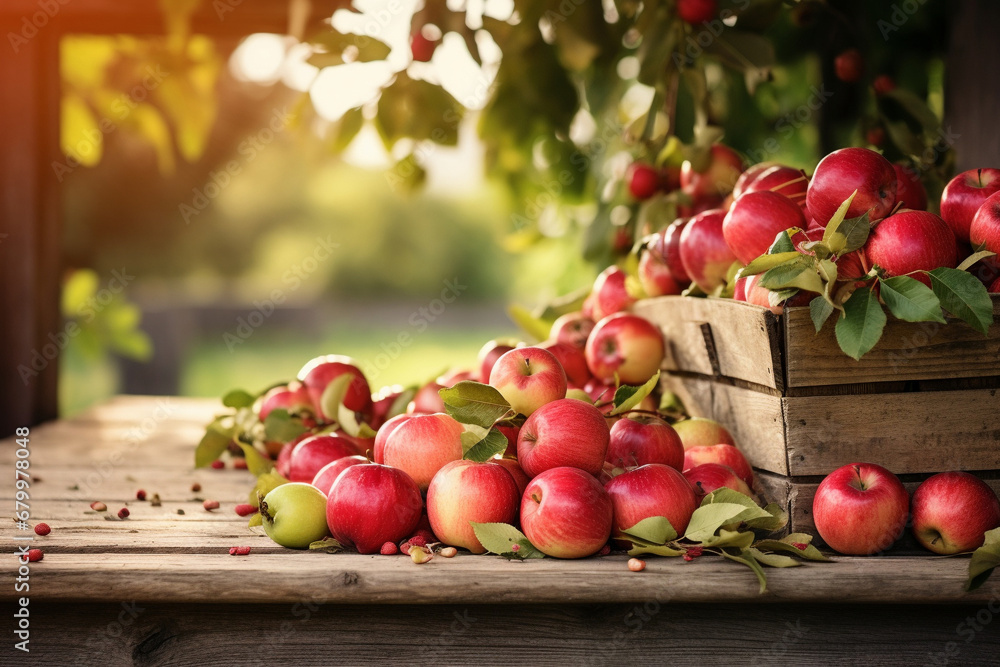 Fresh Apples on a Rustic Wooden Table Fresh Apples on a Rustic Wooden Table