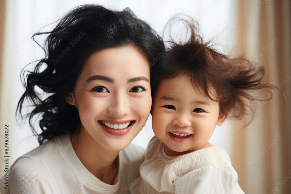 Fashion mother holding her kid at home, love concept Fashion mother holding her kid at home, love concept