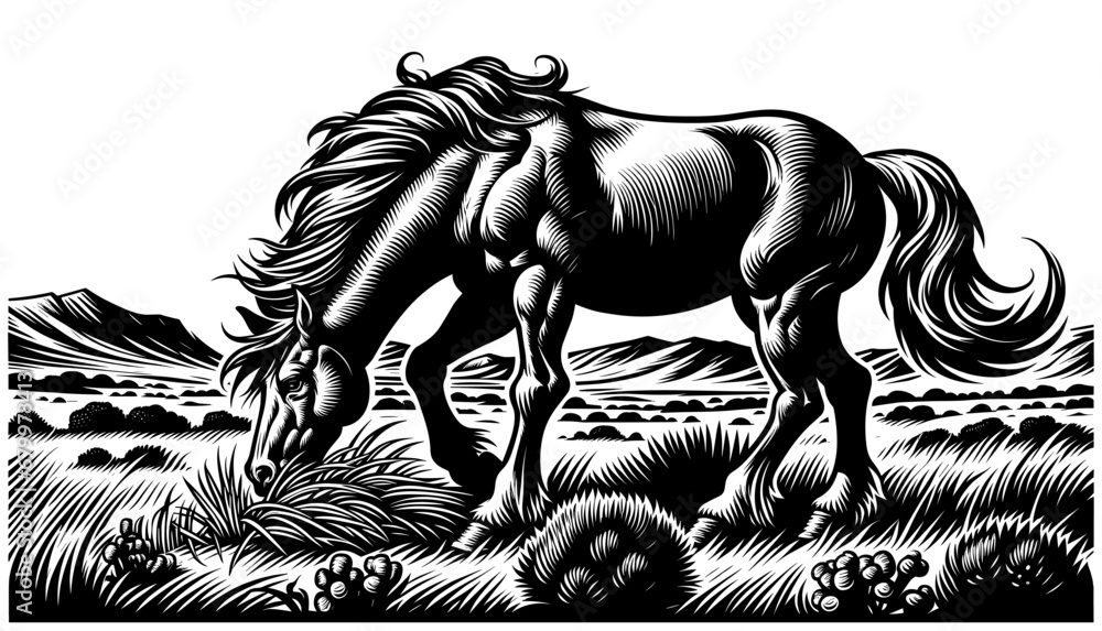 Wild Mustang Horse - obrazy, fototapety, plakaty 