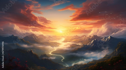 A breathtaking sunset over the mountains