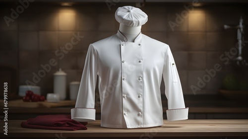 A chef's jacket with a chef's toque or hat