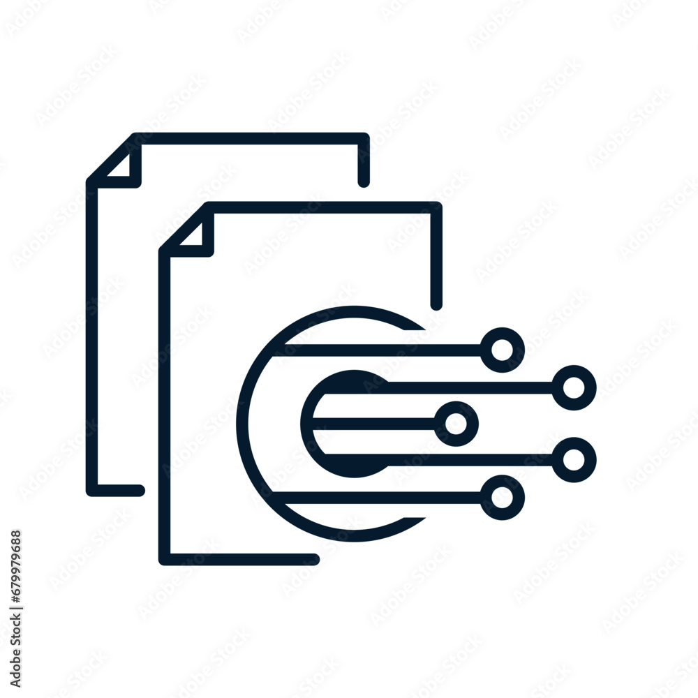 Concept of electronic data processing, documentation. Vector icon isolated on white background.