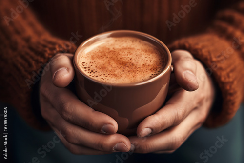 close-up hand holding cup of coffee, Caffeine lover