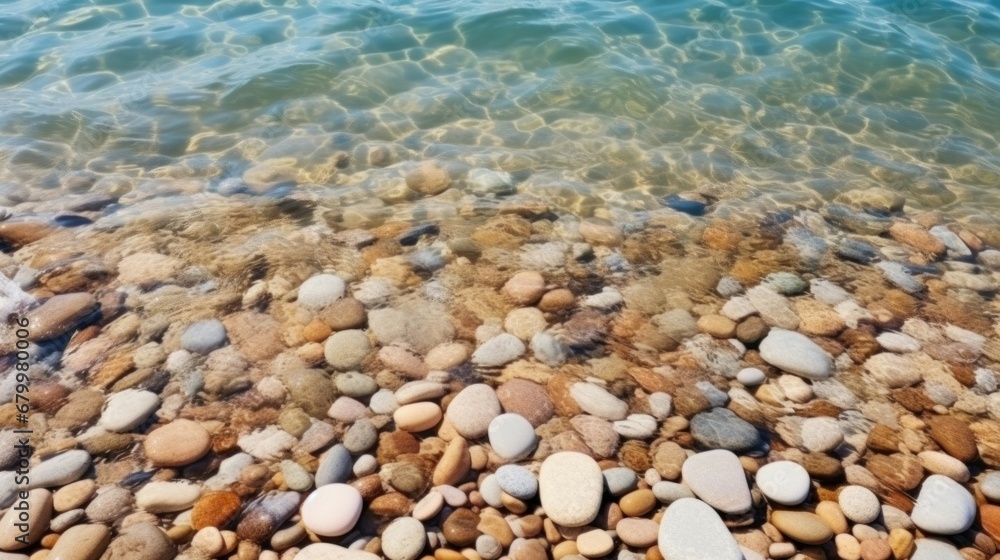 Small stones and sand. The natural texture of the soil. Shore of a reservoir with a beach and pebbles Small stones and sand. The natural texture of the soil. Shore of a reservoir with a beach and pebbles