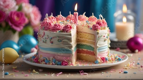 birthday cake with candles photo
