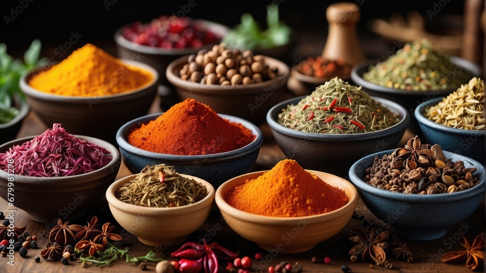 various types of spices in a bowl photo