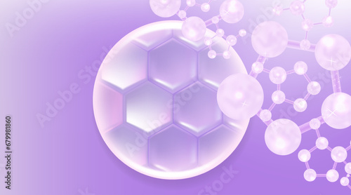 Hyaluronic acid skin solutions ad, purple collagen, and vitamin serum drop with cosmetic advertising background ready to use illustration vector.