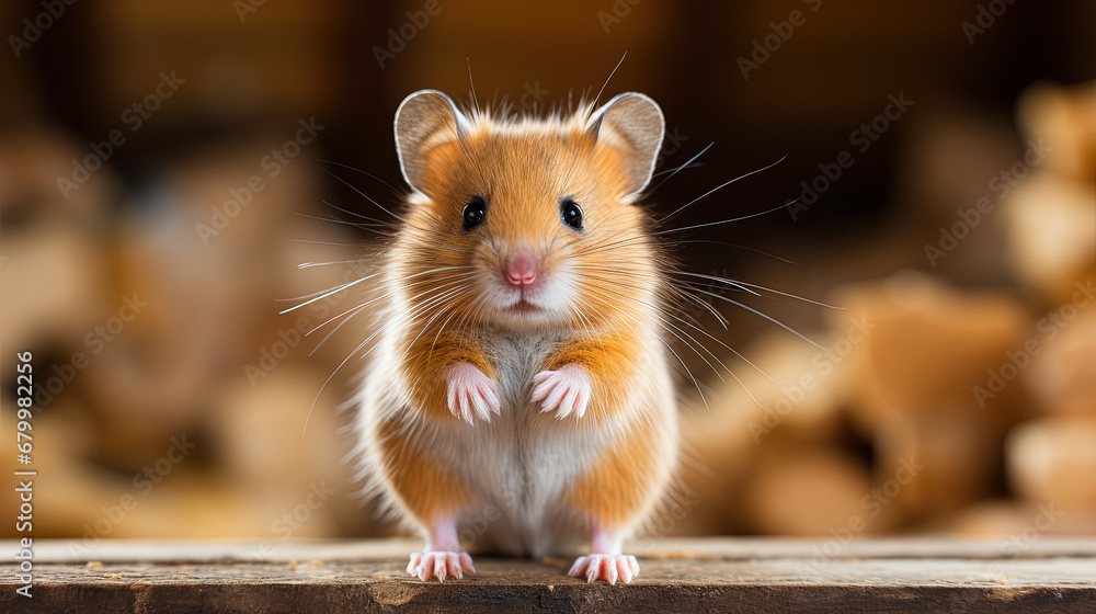 Fototapeta premium cute hamster standing. Isolated on blurry background