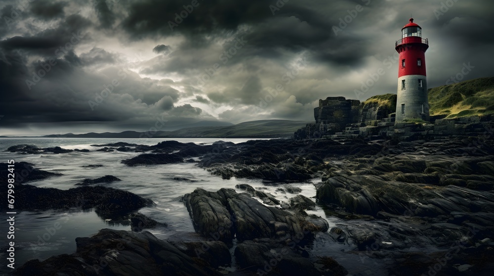 An abandoned lighthouse against a moody sky evoked a sense of mystery,
