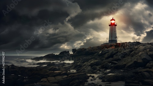 An abandoned lighthouse against a moody sky evoked a sense of mystery,