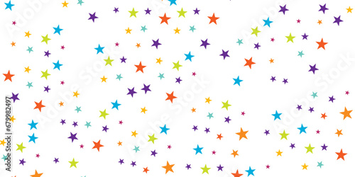 Vector seamless pattern with colorful stars, color stars confetti celebration, starry pattern. 