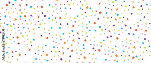 Vector seamless pattern with colorful stars, color stars confetti celebration, starry pattern. 