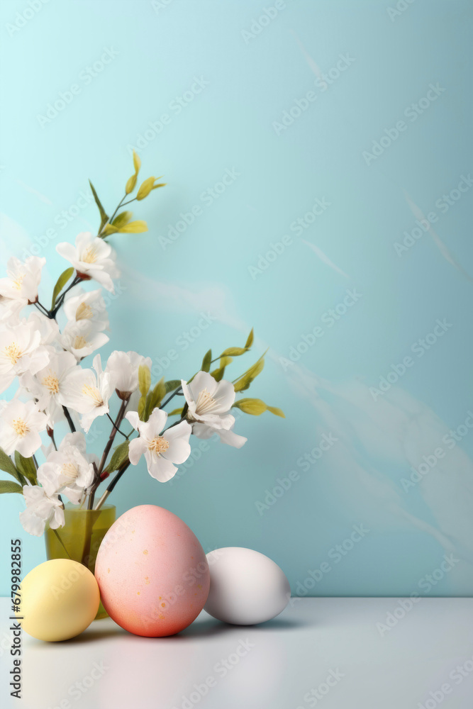 Easter card with eggs and flowers
