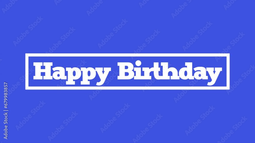 Modern Happy Birthday text in frame on blue gradient, motion holidays and promo style background Modern Happy Birthday text in frame on blue gradient, motion holidays and promo style background