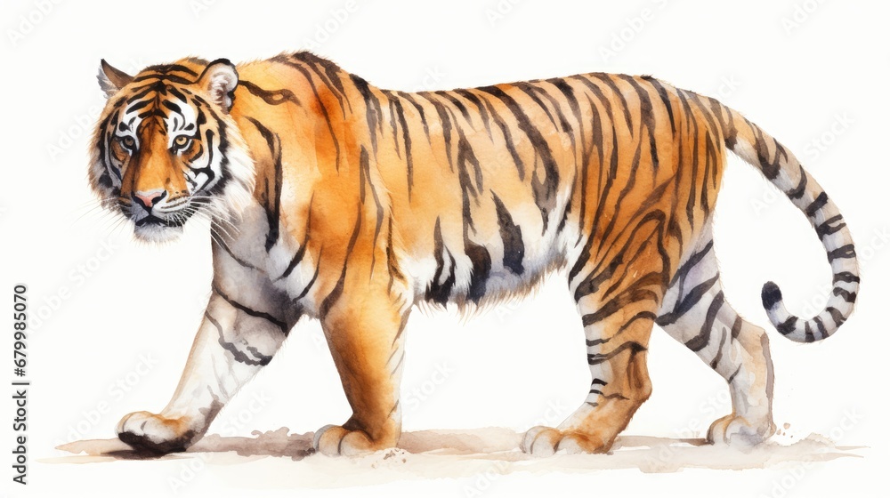 Majestic Tiger in Watercolor Illustration