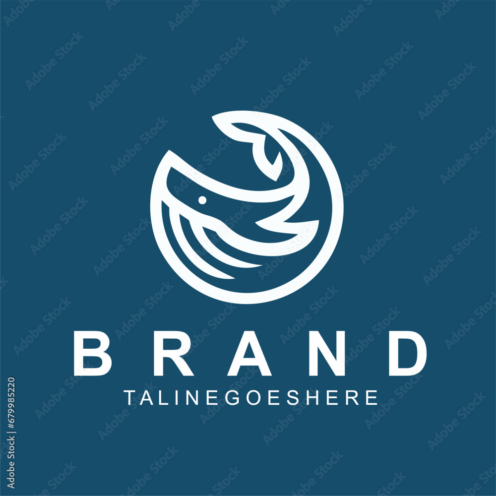 This is a truly simple and unique circle blue whale logo that will make your brand stand out from the competition.