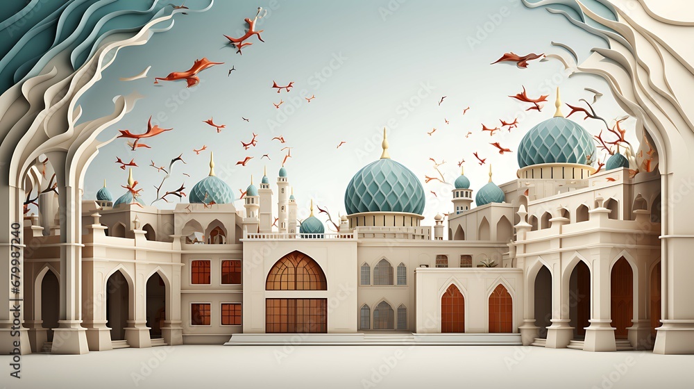 Fototapeta premium flat wall with Islamic ornament