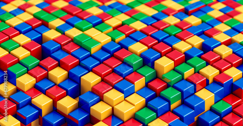 Colorful cubes background. 3D cube. Colored cubes. Cube abstract background. Plastic construction blocks