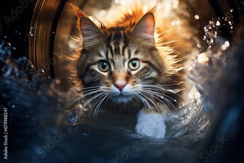 cat with water