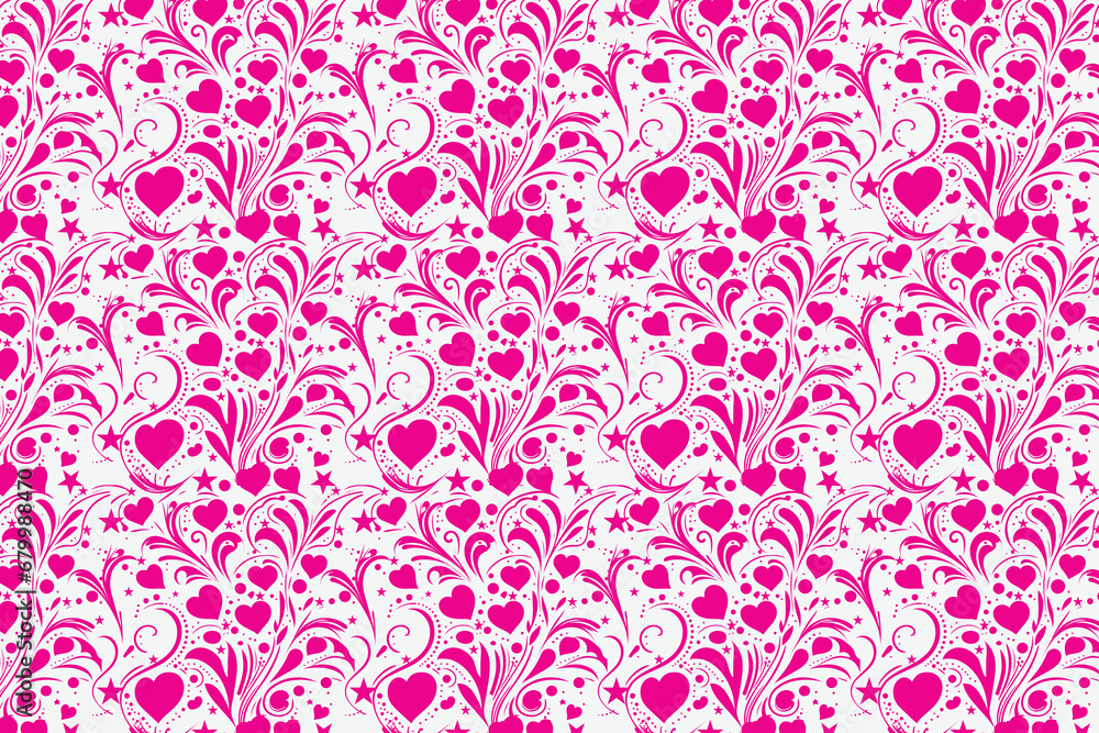 abstract love pink heart shape seamless pattern texture, gift box, packaging. design background vector illustration