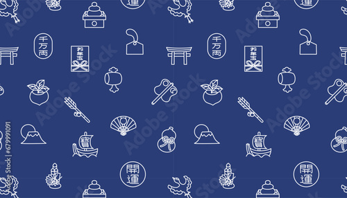 A seamless illustration of traditional Japanese elements.
