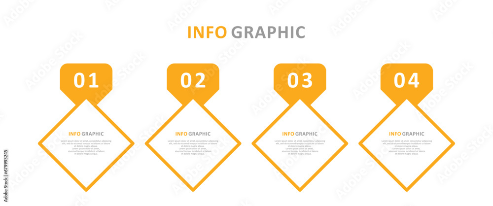 Vector infographic design template with 4 options or steps. With a yellow composition - obrazy, fototapety, plakaty 