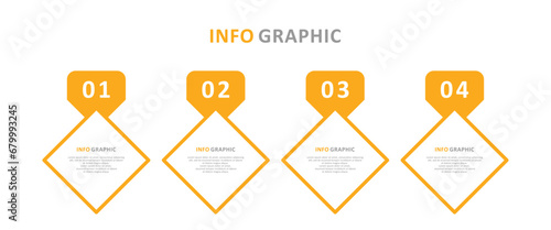 Vector infographic design template with 4 options or steps. With a yellow composition