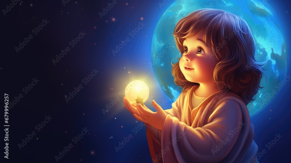 german christ child with wings in the night holding a light german christ child with wings in the night holding a light