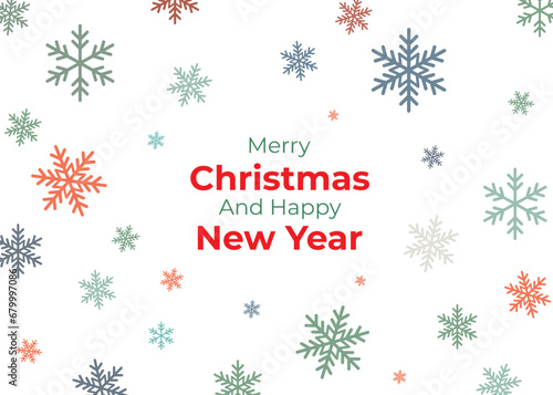Christmas greetings banner with snow fall colour background photo