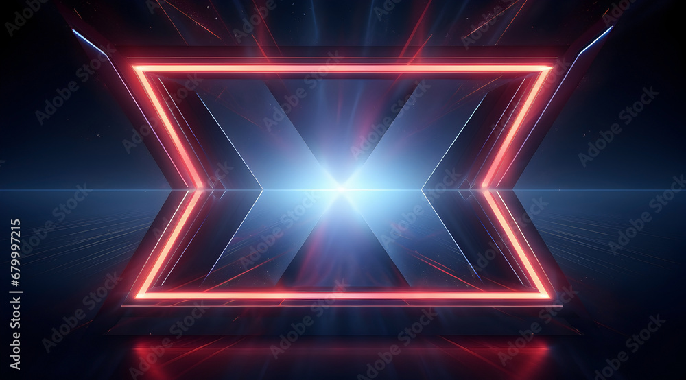 Abstract background forming a blue X with red frame acts as portal to another dimension. Abstract background forming a blue X with red frame acts as portal to another dimension.
